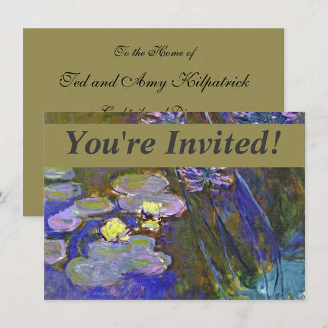 Invitación Nenúfares Agapanthus de Claude Monet (Anverso / Reverso)