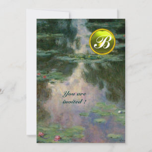 INVITACIÓN NENÚFARES / MONOGRAMA DE PIEDRA PRECIOSA AMARILLA