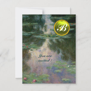 INVITACIÓN NENÚFARES / MONOGRAMA DE PIEDRA PRECIOSA AMARILLA