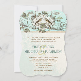 Invitación Neo Mint Birds Oak Tree Forest Boda