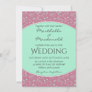 Invitación NEO MINT DUSKY PINK Elegante BODA floral moderno