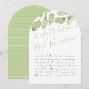 Invitación Neo Mint Greenery Typography Fall Wedding