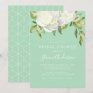 Invitación Neo Mint Spring Floral Peony Shower