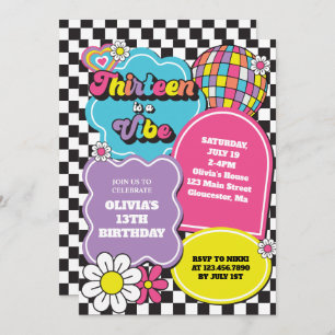 Invitación Neon 90s Retro Trece es un Vibe 13º cumpleaños