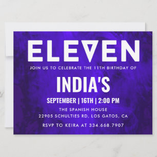 Invitación Neón azul real 11º cumpleaños