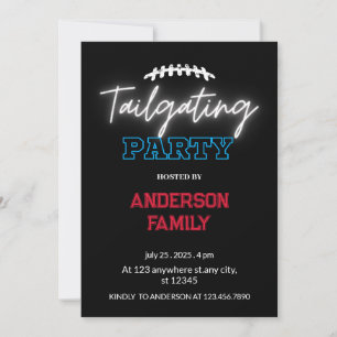 Invitación Neon Black Football Tailgate Fiesta