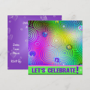 Invitación Neon Bright 13th Birthday Invite