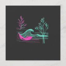NEON CALM – Arte de línea de onda retro y botánica