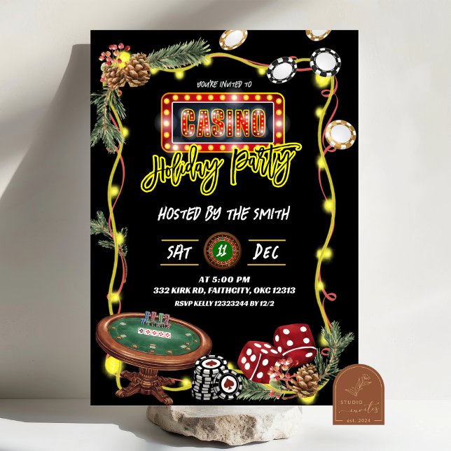 Invitación Neon Casino Holiday Party (Subido por el creador)