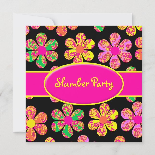 Invitación Neon Damask Flowers (Anverso)
