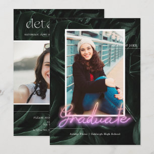 Invitación Neon de palmas tropicales   Fiesta de fotografía d