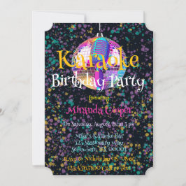 Invitación Neon Disco Ball Karaoke Birthday Party