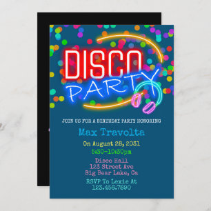 Invitación Neon Disco Birthday Party