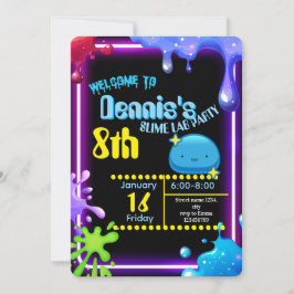 Invitación Neon Drip Slime Birthday Party Invitation Kids