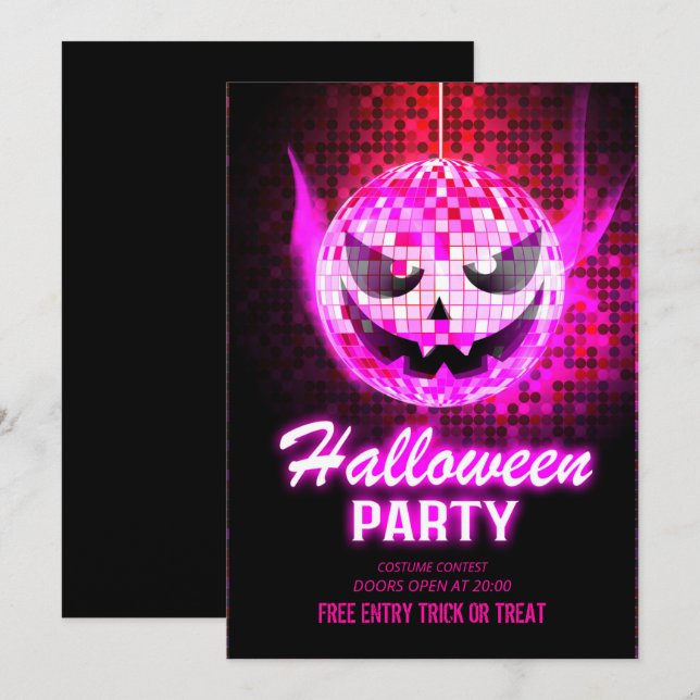 Invitación Neon Effect Halloween para adultos (Anverso / Reverso)