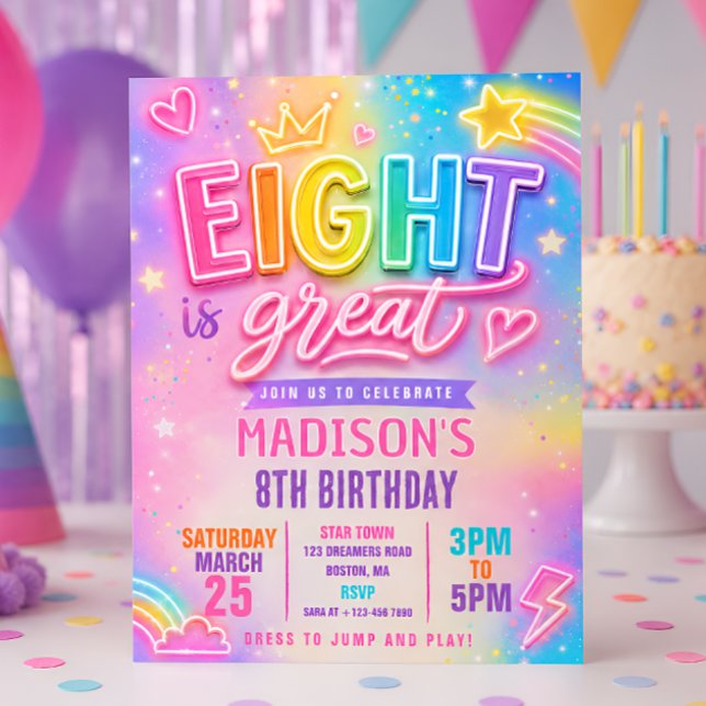 Invitación Neon Eight Es Genial Cumpleaños  (Subido por el creador)