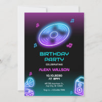 Neon enciende la música dj cumpleaños fiesta
