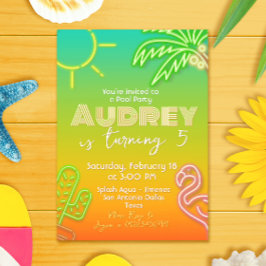 Invitación Neon, Fiesta de billar - Tropical - Aloha