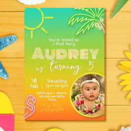 Invitación Neon, Fiesta de billar - Tropical - Aloha con imag