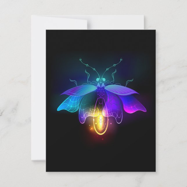 Invitación Neon Firefly en negro (Anverso)