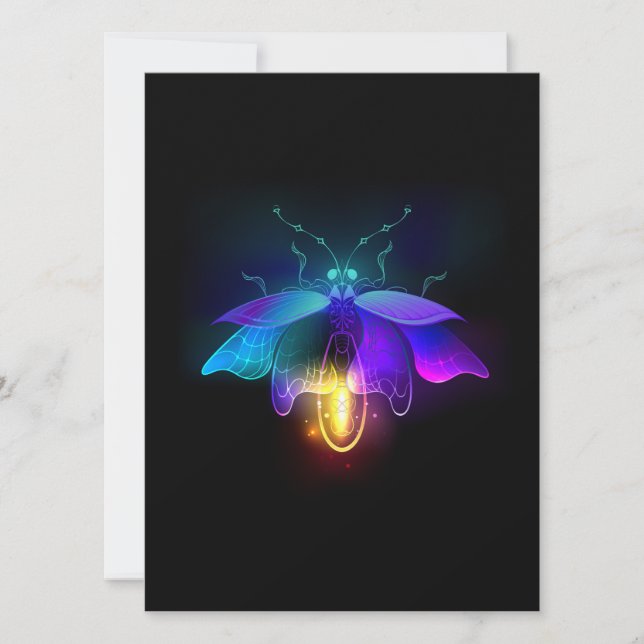 Invitación Neon Firefly en negro (Anverso)