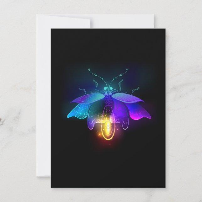Invitación Neon Firefly en negro (Anverso)