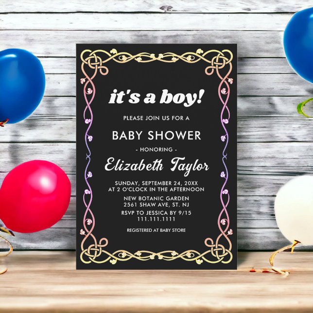 Invitación Neon Floral Boy Baby Shower (Subido por el creador)