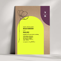 Neón Floral Monograma + Boda Geométrico Plum Invi