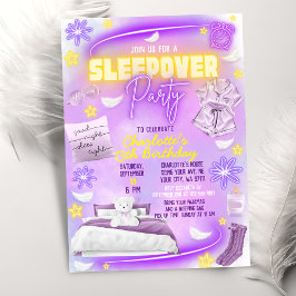 Invitación Neon Glow Adolescente Tween Chicas Slumber Sleepov