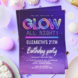 Invitación Neon Glow Birthday Party – Glow All Night Theme