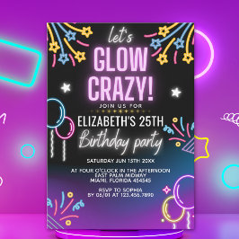 Invitación Neon Glow - Birthday Party Invitation