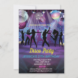 Invitación Neon Glow Disco Dance Birday Party