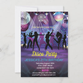 Invitación Neon Glow Disco Dance Birday Party