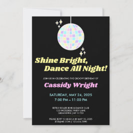 Invitación Neon Glow Groovy Disco Cumpleaños