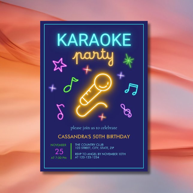 Invitación Neon Glow Music Karaoke Cumpleaños (Subido por el creador)