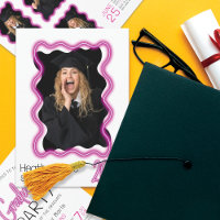 Neon Glow Wavy Border Photo Graduation Party