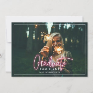 Invitación Neon Graduate Graduation Photo