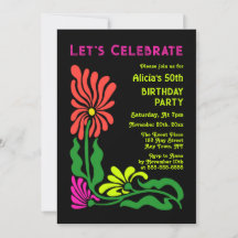 Neon Groovy Psychedelic Flower Birthday
