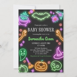 Invitación Neon Halloween Baby Shower