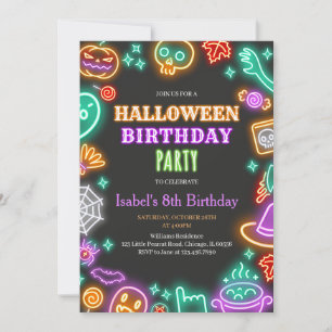 Invitación Neon Halloween Cumpleaños