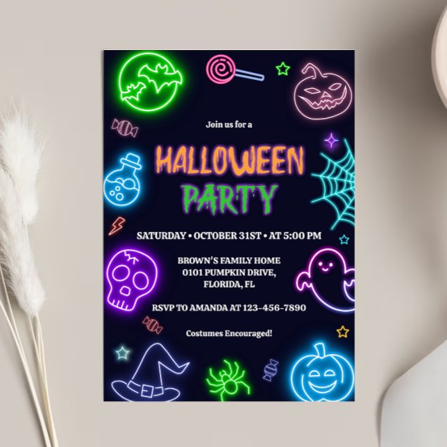 Invitación Neon Halloween Party (Subido por el creador)