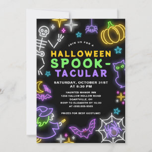 Invitación Neon Halloween Spooktacular
