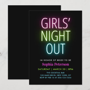 Invitación Neon Ilumina Chicas Noche Fuera Bachelorette Party