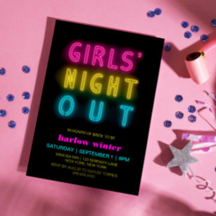 Invitación Neon Ilumina Chicas Noche Fuera Bachelorette Party