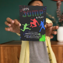 Invitación Neon Kids Trampoline Park Birthday Party