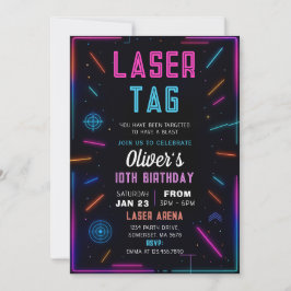 Invitación Neon Laser Tag Birthday Invitation