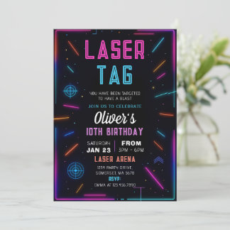 Invitación Neon Laser Tag Birthday Invitation