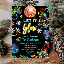 Invitación Neon Let It Glow Navidad Holiday Party