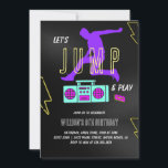 Invitación Neon Let's Jump Kids Birthday Fiesta<br><div class="desc">Para una personalización más avanzada de este diseño,  simplemente seleccione el botón "Personalizar o Editar usando la herramienta de diseño" de arriba. Desplácese hacia abajo y haga clic en esta colección para buscar elementos coincidentes.</div>