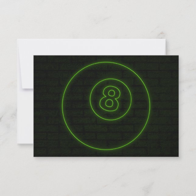 Invitación neón light eightball (Anverso)